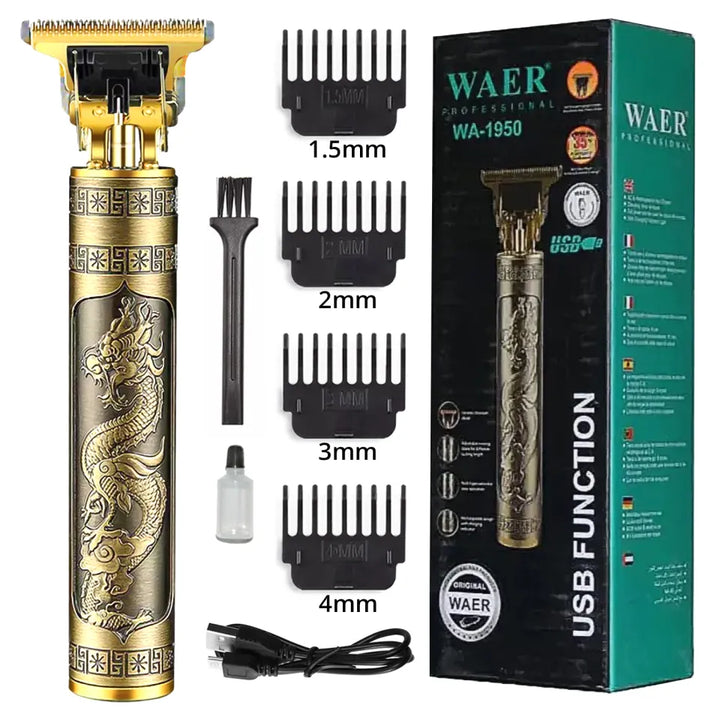 Vintage T9 Dragon Style Hair Trimmer – Metal Body | Rechargeable | Professional Hair & Beard Clipper | Free Home Delivery - Wali Tech
